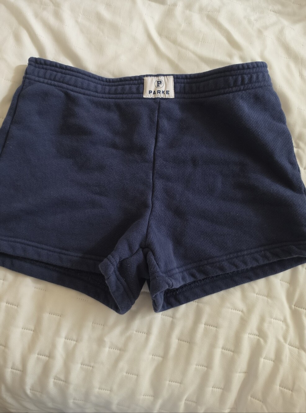 Parke Navy Coastal Mini Sweatshorts SMALL EUC